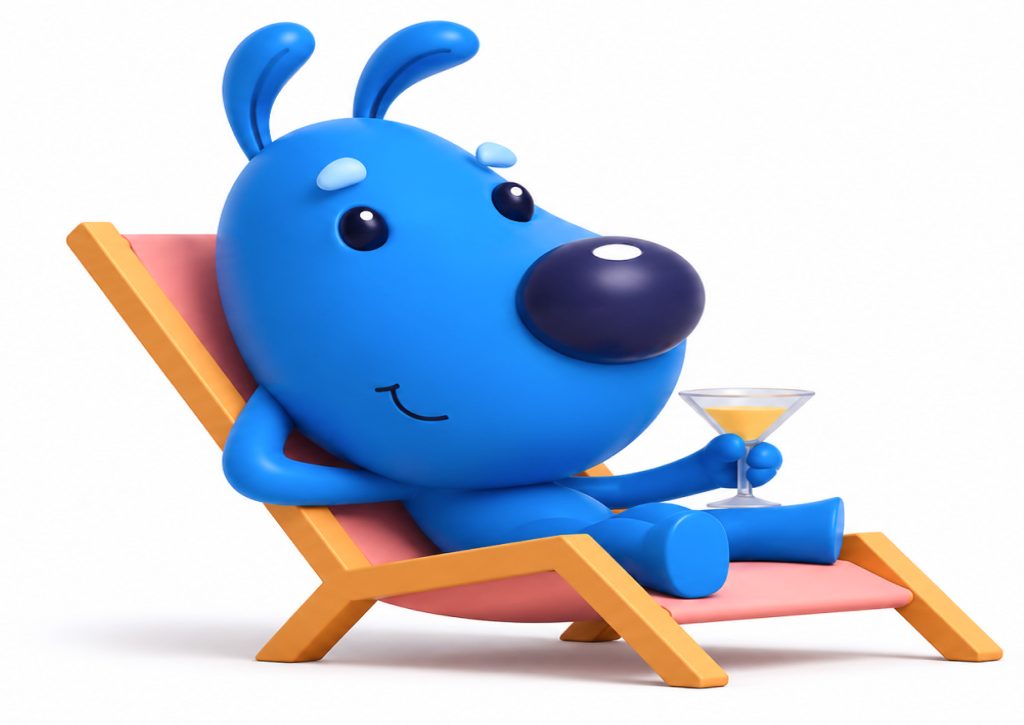 Beebro relaxing in a chair