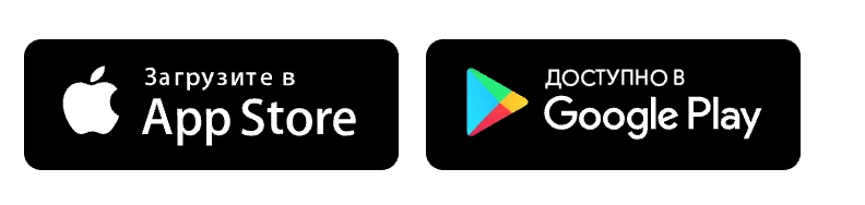 Кнопки загрузки в App Store и Google Play